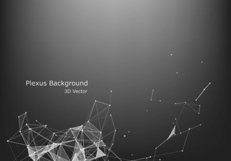 Abstract Internet connection and technology graphic design. polygonal background, geometrical backdrop with dots, lines, triangles for global web, connection, science, futuristic concept.のイラスト素材