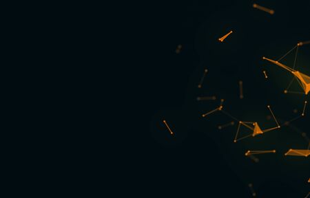 Abstract polygonal space low poly dark background with connecting dots and lines. Connection structure. Science background. Futuristic polygonal background. Big data concept. 3D rendering.の写真素材