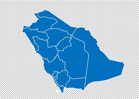 saudi Arabia map - High detailed blue map with counties/regions/states of saudi Arabia. saudi Arabia map isolated on transparent background.のイラスト素材