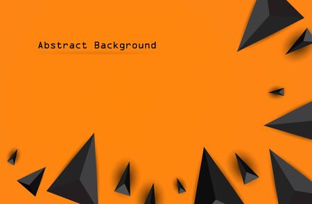 Abstract Black geometric 3D background. Vector Illustration on Orange background.のイラスト素材