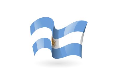 Argentina waving flag vector icon, national symbol. Flag of Argentina, fluttered in the wind - vector illustration isolated on white background.のイラスト素材