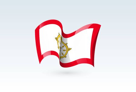 Sikkim waving flag vector icon, national symbol. Flag of Sikkim, fluttered in the wind - vector illustration isolated on white background.のイラスト素材