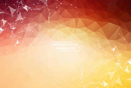 Abstract Dark Red Polygonal Space Background with Connecting Dots and Lines. structure and science background. Futuristic HUD design.のイラスト素材