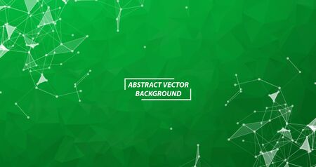 Abstract Green Geometric Polygonal background molecule and communication. Connected lines with dots. Concept of the science, chemistry, biology, medicine, technology.のイラスト素材