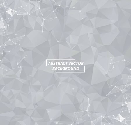 Abstract Gray Geometric Polygonal background molecule and communication. Connected lines with dots. Concept of the science, chemistry, biology, medicine, technology.のイラスト素材