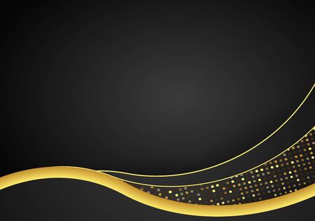 Abstract dark metallic overlap background. Luxury bright blue lines modern futuristic background. Technology design template. Texture with gold glitters dots element decoration.のイラスト素材