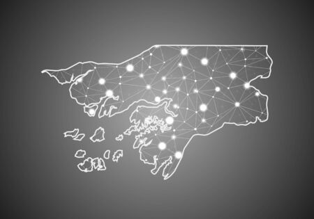 Vector wireframe mesh polygonal of guinea Bissau map. Abstract global connection structure. Map connected with lines and dots. Geometric world concept.  digital data visualization, infographics.のイラスト素材