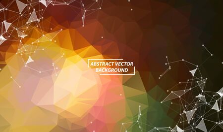 Abstract Orange Polygonal Space Background with Connecting Dots and Lines.  Connection structure. Vector science Futuristic HUD background.のイラスト素材