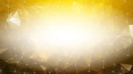 Yellow low poly background. Polygonal design pattern. Bright mosaic modern geometric design, Creative Design Templates. Connected lines with dots.のイラスト素材