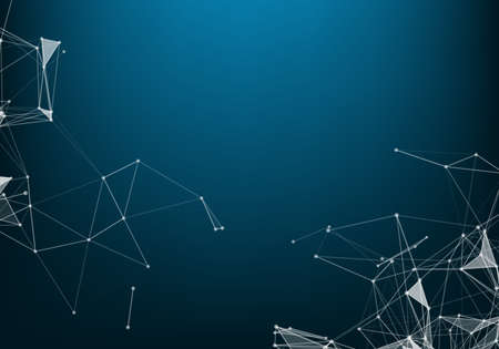 Molecular structure background and communication. Abstract background with molecule DNA and neural network. Artificial intelligence. Science and technology concept with connected lines and dotsのイラスト素材