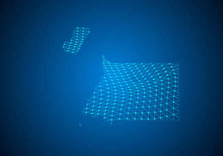 Abstract digital map of equatorial Guinea with particles dots and line. polygonal network business. Wireframe landscape background. Big Data. 3d futuristic. Global network connection.のイラスト素材