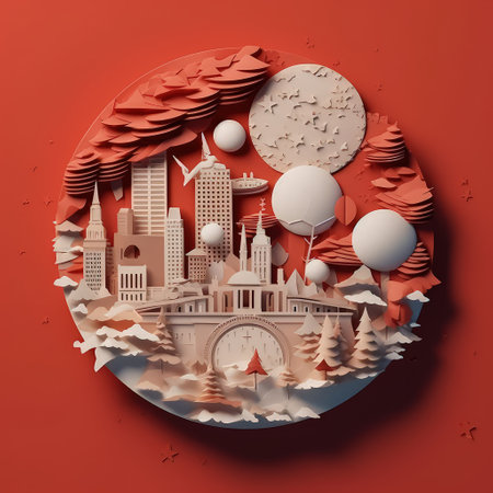 Stars and Stripes in Paper 3D Paper Cut Craft Illustration for 4th of July. For print, web design, UI, poster and other.の素材