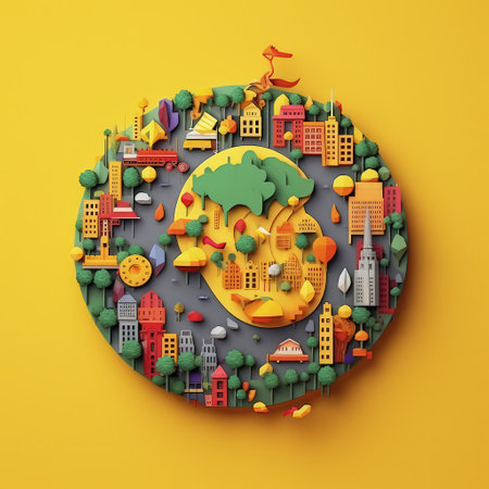 Paper Emoji Carnival 3D Paper Cut Craft Illustration for World Emoji Day. For print, web design, UI, poster and other.の素材
