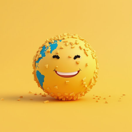Cutting through Emoji Day Minimalistic Paper Craft Illustration in 3D Style. For print, web design, UI, poster and other.の素材