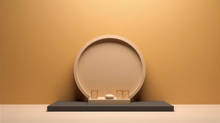 Abstract podium design minimal, pastel background. Product presentation, mock up, show cosmetic product.の素材