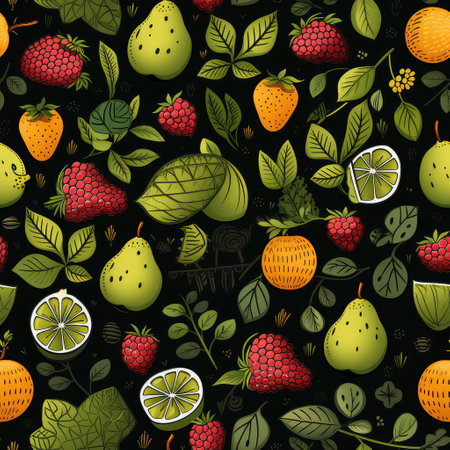 Doodle fruits. Natural tropical fruit, doodles citrus orange and vitamin lemon. Vegan kitchen apple hand drawn, organic fruits or vegetarian foodの素材