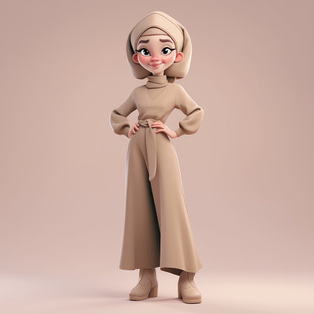 3d character smiling expression. youg cute 3d on minimal background.の素材