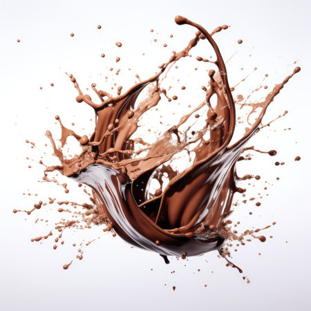 liquid splash chocolate isolated on white. for printing, web design, product.の素材