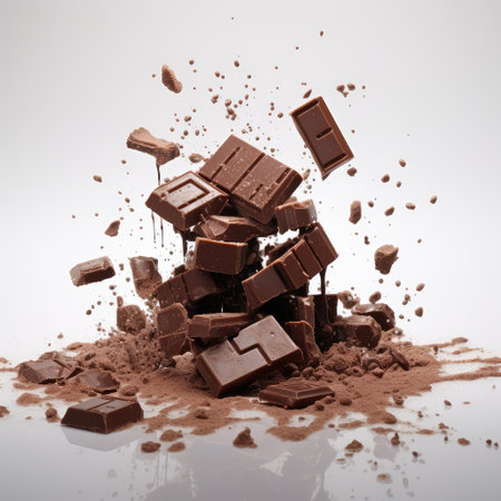 chocolate splash closeup isolated on white background. for printing, web design, product.の素材