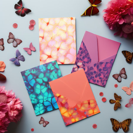 colorful blank greeting cards mockup. AI Generativeの素材