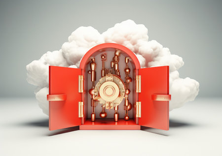 Cloud Computing Ransomware Cyber Security Internet Technology 3d illustration. AI Generativeの素材