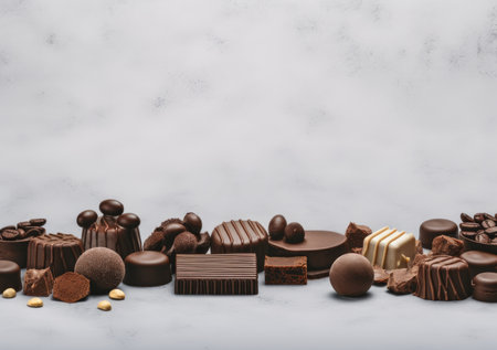 Border of chocolate isolated on white background.の素材