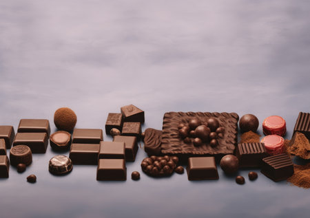 Border of chocolate isolated on white background.の素材