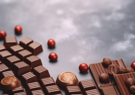 Border of chocolate isolated on white background.の素材