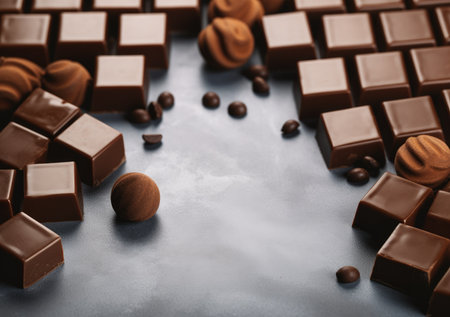 Border of chocolate isolated on white background.の素材