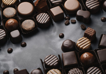 Border of chocolate isolated on white background.の素材