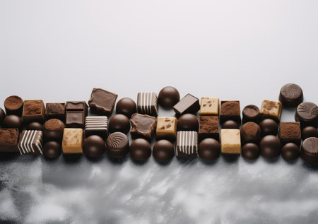 Border of chocolate isolated on white background.の素材