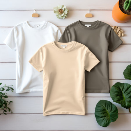 Blank t shirt mockup. Template blank shirt top view. background with composition frame.の素材