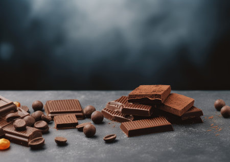 Border of chocolate isolated on white background.の素材