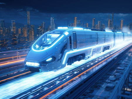 car or vehicle open headlamp parked in futuristic modern concept. Future transportation. Futuristic autonomous car. Driverless autonomous vehicle. Self-driving car technologyの素材