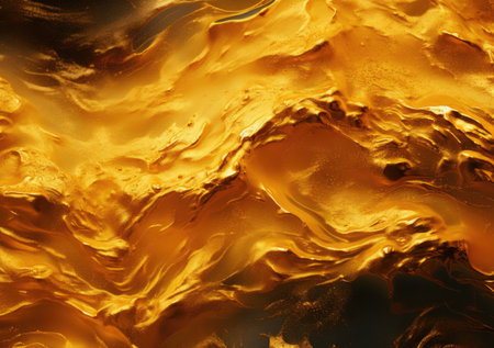 Monocolor alcohol ink marbling raster background. Liquid waves and stains. Black and gold abstract fluid art. Acrylic and oil paint flow monochrome contemporary backdrop.の素材