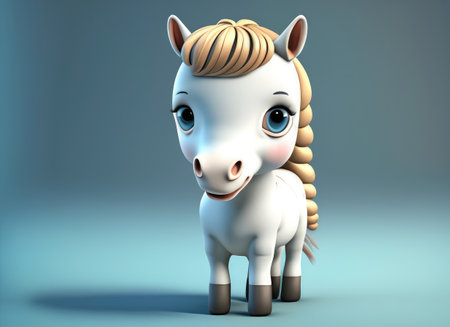 3D Cute cartoon horse character.の素材