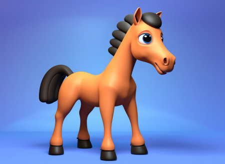 3D Cute cartoon horse character.の素材