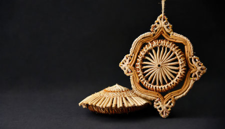 Handicraft handmade from natural product, wicker basket, woven bamboo plate and basket, weave rattan sheet. Eco friendy and sustainable conceptの素材