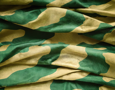 Camouflage texture in a military style on silk fabric. Hight realistics silk.の素材