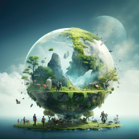 Save planet concept, Invest in our planet, Ecology concept, World environment day background.の素材