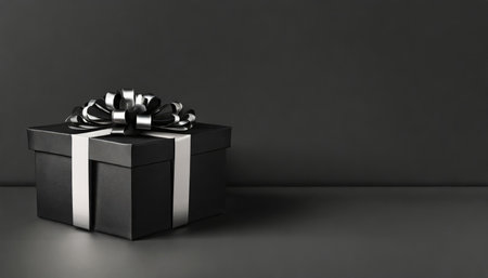 Black Friday concept. Black gift boxes on dark backgroundの素材