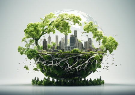 ESG economy environmental protection concept sustainable development climate change green energy recycle, Net zero and carbon neutral, green company conceptの素材