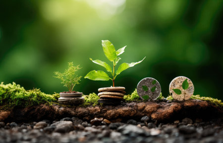 The green globe with circular economy icons, economy for future growth of business and environment sustainableの素材