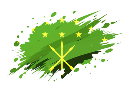 Adygea flag painted with Grunge brush stroke, watercolor flag style.のイラスト素材