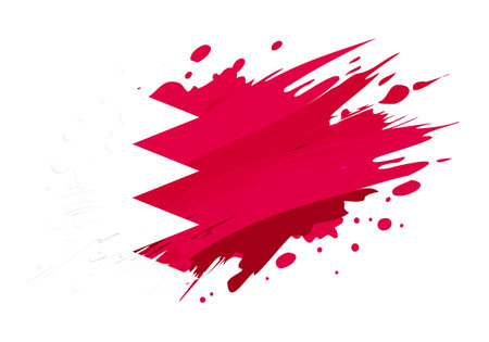 bahrain flag painted with Grunge brush stroke, watercolor flag style.のイラスト素材