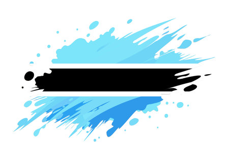 botswana flag painted with Grunge brush stroke, watercolor flag style.のイラスト素材