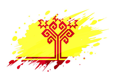 Chuvashia flag painted with Grunge brush stroke, watercolor flag style.のイラスト素材