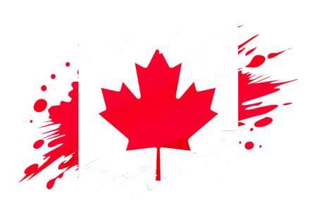 canada flag painted with Grunge brush stroke, watercolor flag style.のイラスト素材