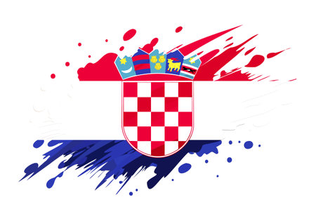 croatia flag painted with Grunge brush stroke, watercolor flag style.のイラスト素材