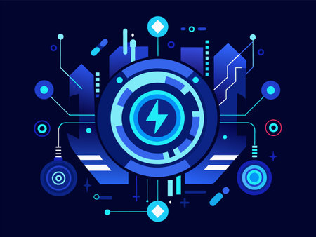 Blue Virtual reality space. Futuristic VR frame, Head up Display Design. Sci Fi Helmet HUD UI.のイラスト素材